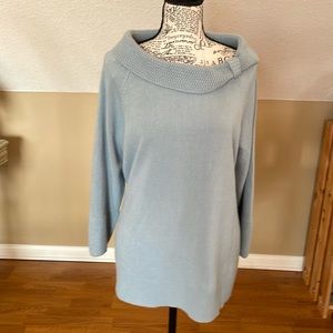 RQT blue textured roll neck detail blue sweater size XL